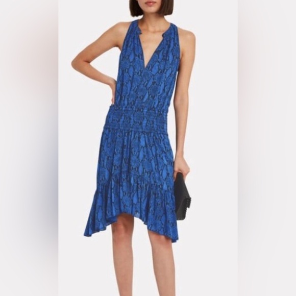 A.L.C. Dresses & Skirts - A.L.C. Blue & Black Silk Snake Print Asymmetrical Hem Dress NWT Size 10